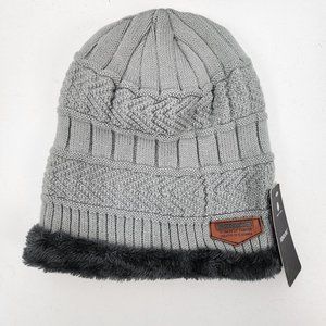 New Hindawi Womens Winter Acrylic Crochet Beanie Cap Plush Faux Fur Lined Hat